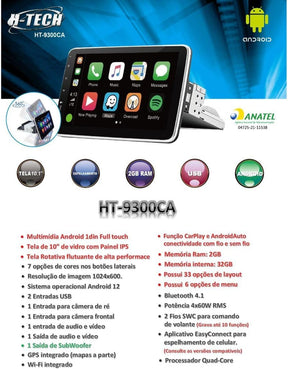 Oferta de Natal | Central Multimídia Universal | Tela Rotativa e Flutuante Carplay Android Wifi (PARA QUALQUER CARRO)