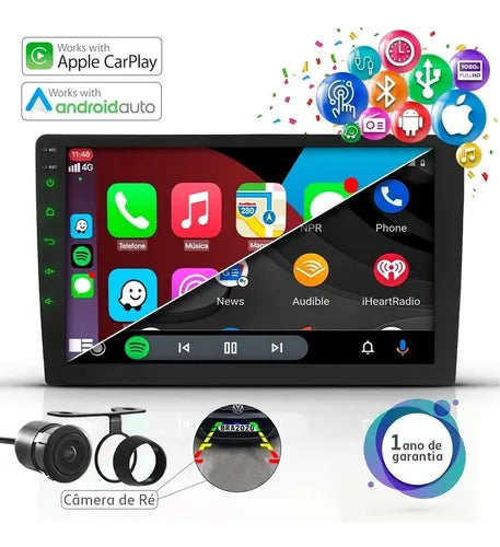 Central Multimídia ESSGOO 9" Polegadas Android 2GB RAM 32GB ROM CarPlay GPS WiFi