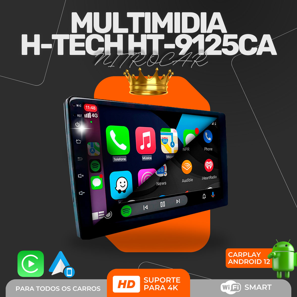 Central Multimídia Android H-TECH HT-9125CA