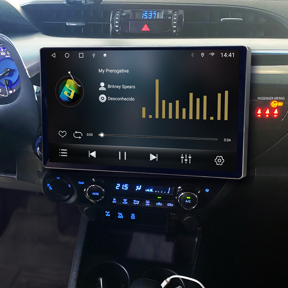 Multimídia Toyota Hilux 2019 2020 2021 2022 2023 V2 Tesla 13" 2016 2017 2018