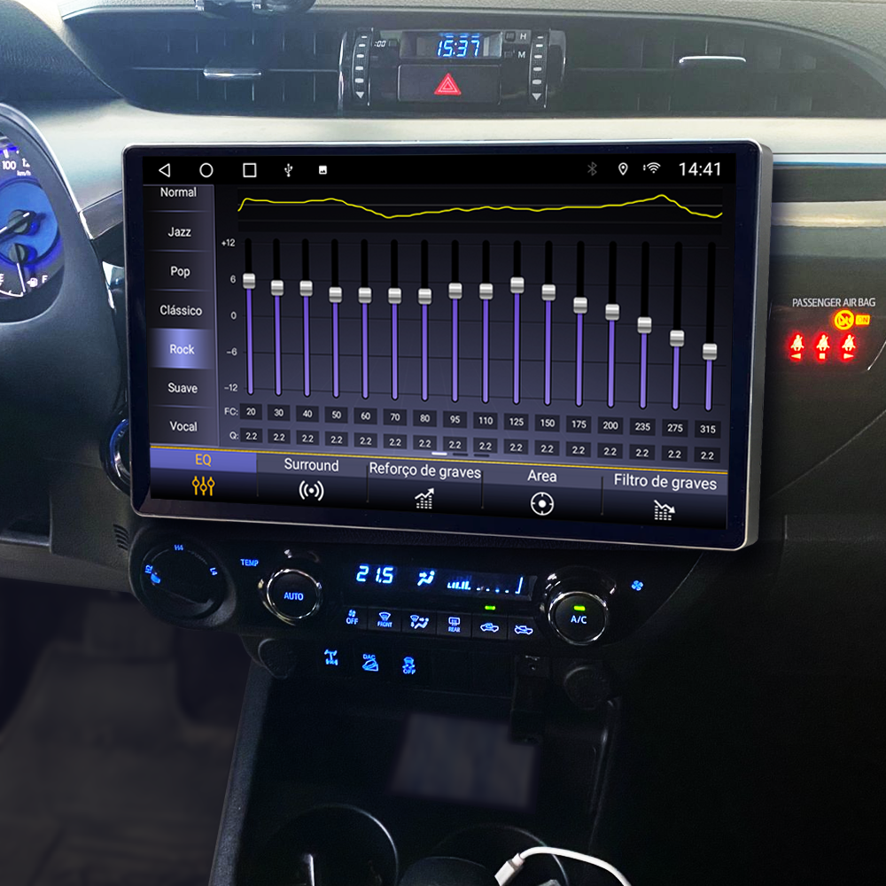 Multimídia Toyota Hilux 2019 2020 2021 2022 2023 V2 Tesla 13" 2016 2017 2018