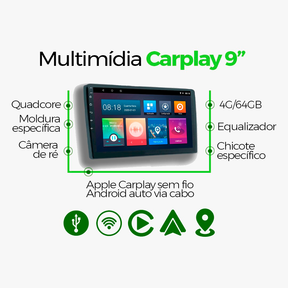 Multimídia HB20 2014 2015 2016 2017 2018 2019 V2 Carplay 9" 2012 2013